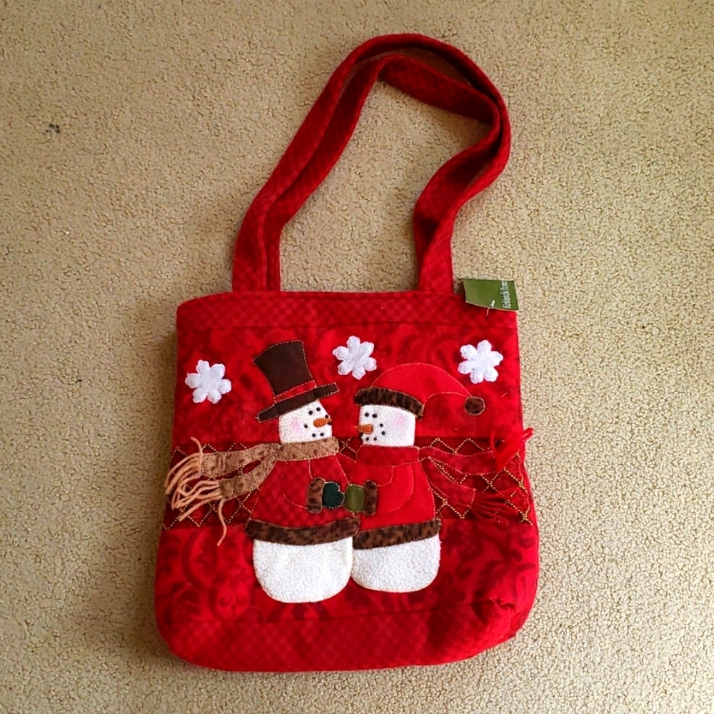 NEW 2 Snowman with snowflakes Tote Bag